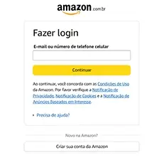 Crie uma conta na Amazon