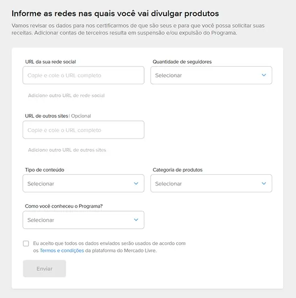 Redes Sociais do Afiliado Mercado Livre